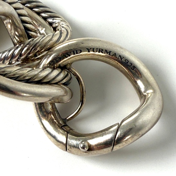 Authentic David Yurman Oval Double Cable Chain Sterling Silver Bracelet S - Picture 6 of 8